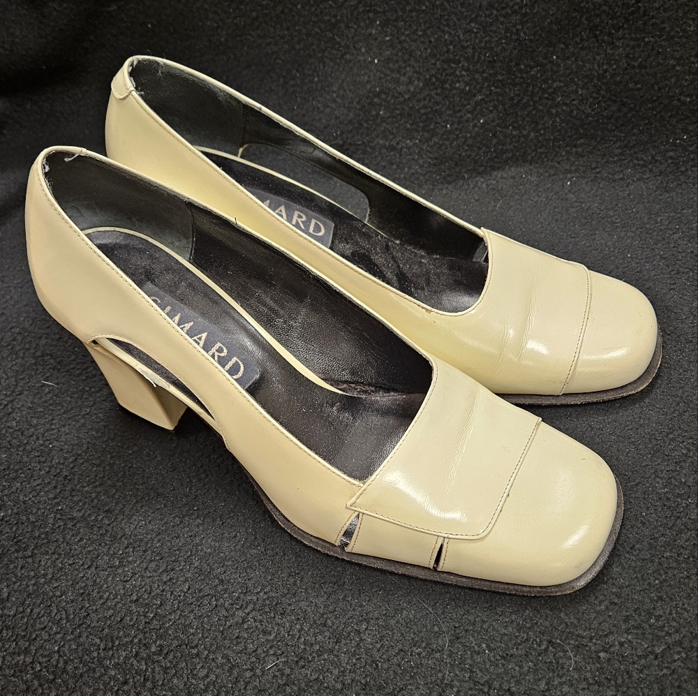 Simard leather heels made in Italy - light cream yellow